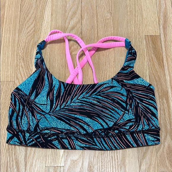 Lululemon Energy Bra Mini Palm Lace Tofino Teal Multi / Flash Light - Size 6 - Picture 1 of 11